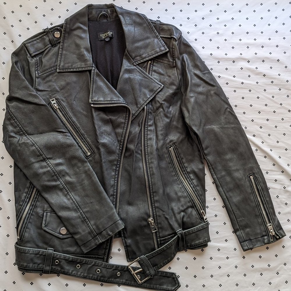 TOPSHOP Vegan Leather Moto Jacket
